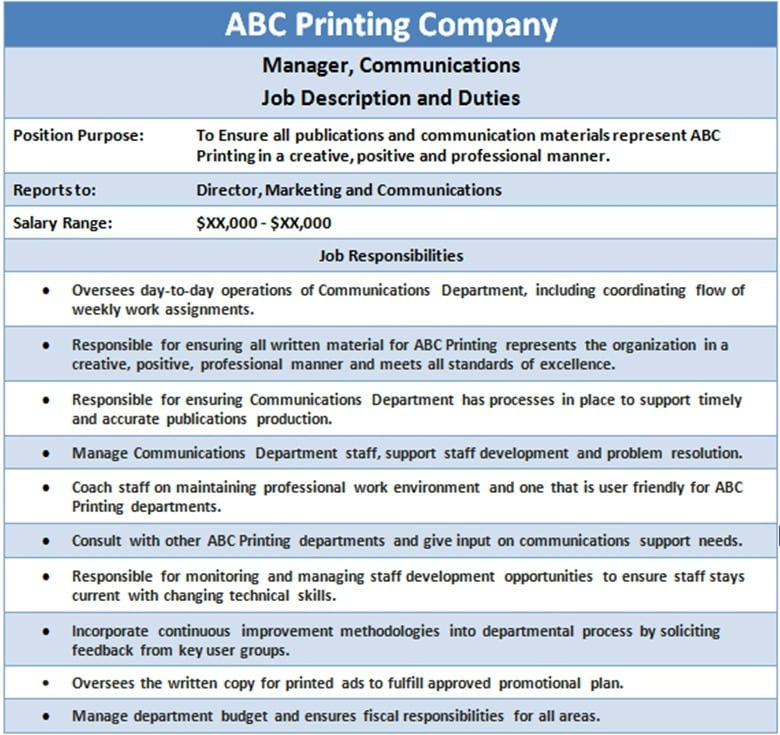 Job Description Template The Thriving Small Business